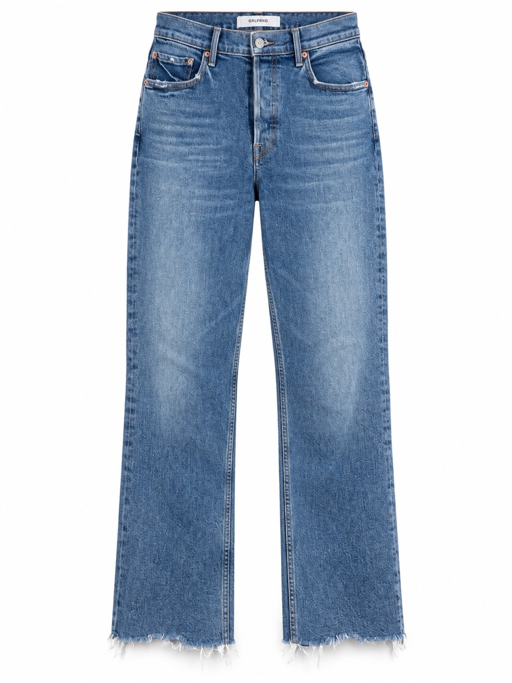 GRLFRND Classic Straight Raw Hem Light Wash Casual Minimalist Denim Jeans Sz 30